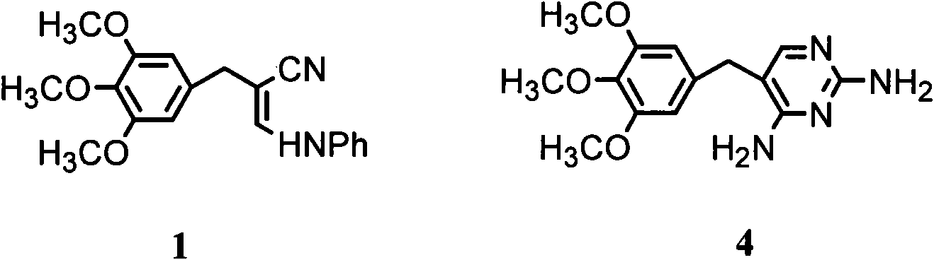 Preparation method of 3- anilino-2-(3,4,5-trimethoxy benzyl) acrylonitrile