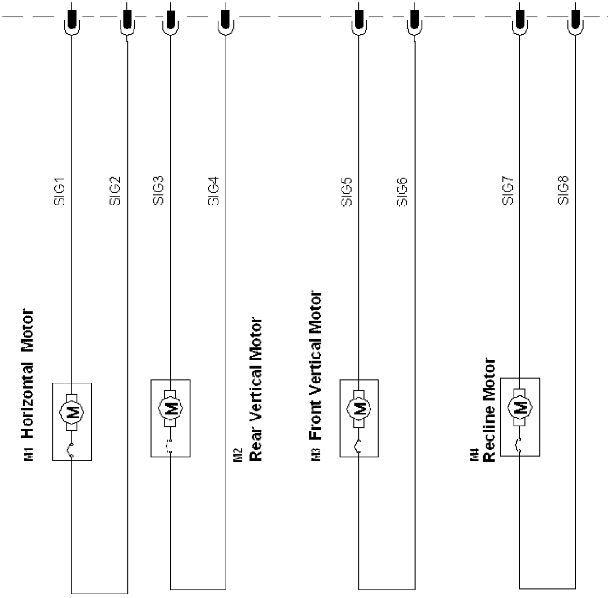 Electric regulating switch control module of motor vehicle seat