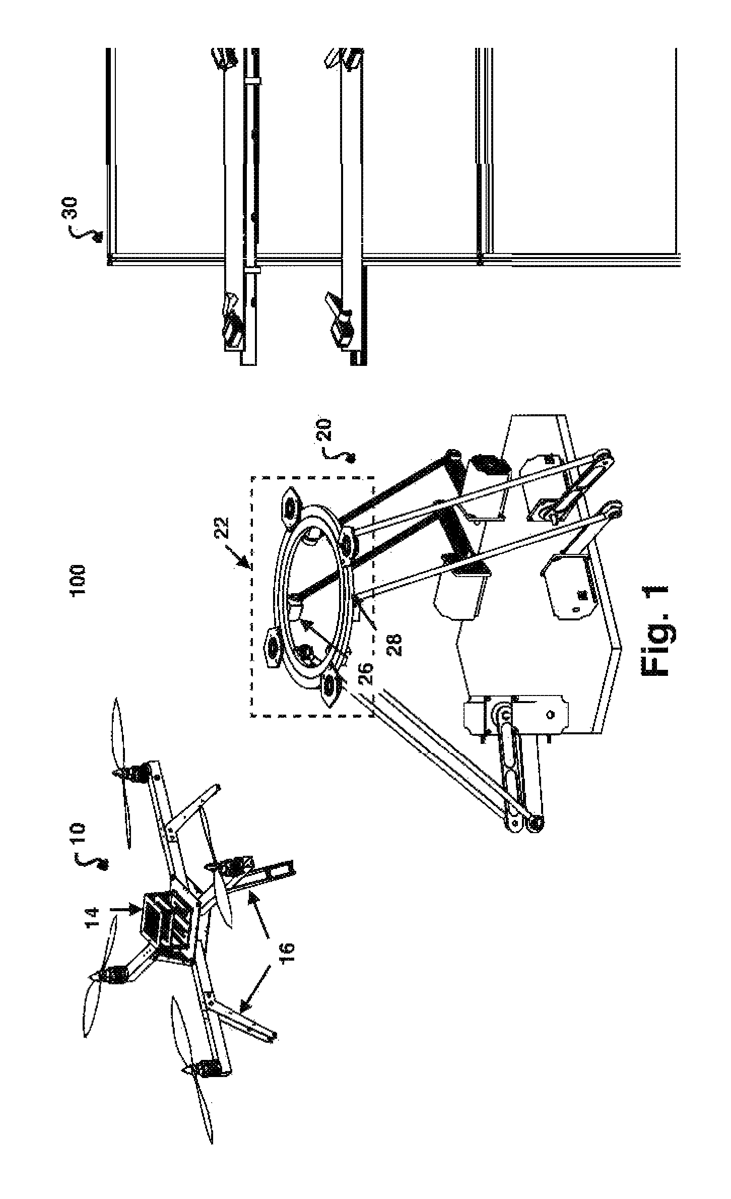 System for automatic takeoff and landing by interception of small UAVs