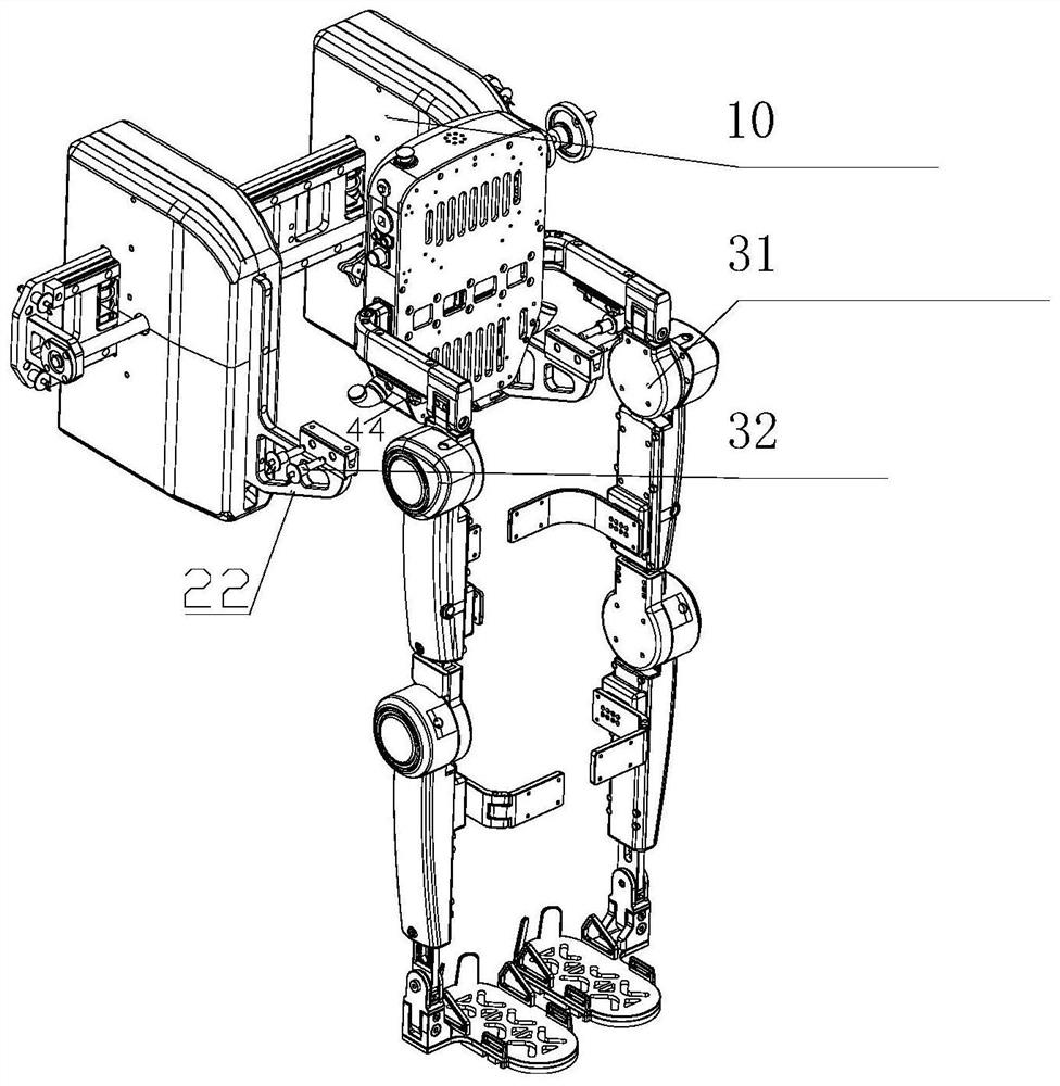 A device and method for realizing coordinated movement of a weight-reducing vehicle and a lower limb robot through communication