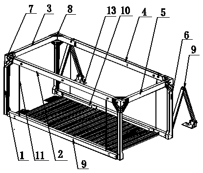 Four-column moving parking frame with limiting swing rods