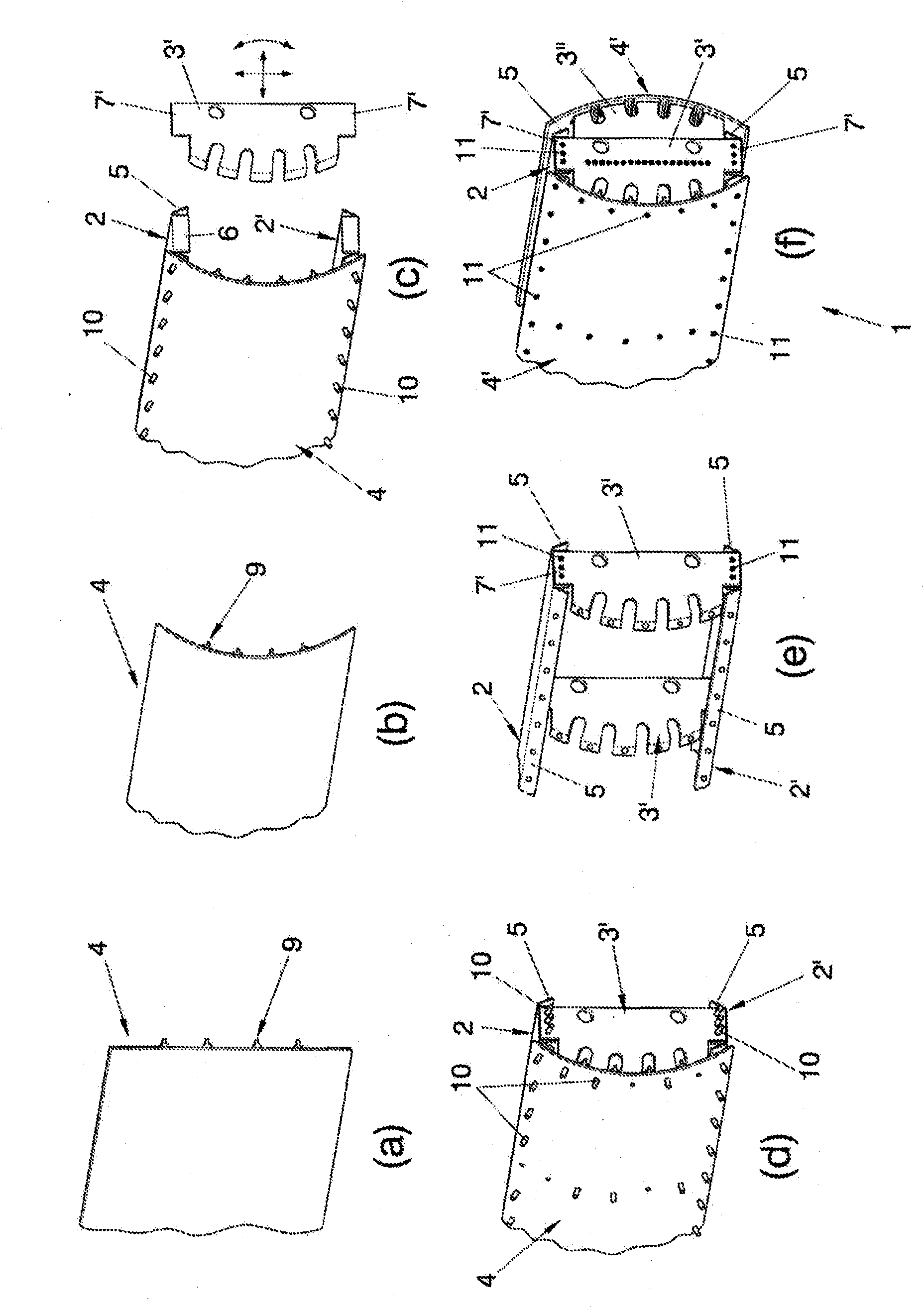 Method and device for assemblying torsion box structures for an aircraft