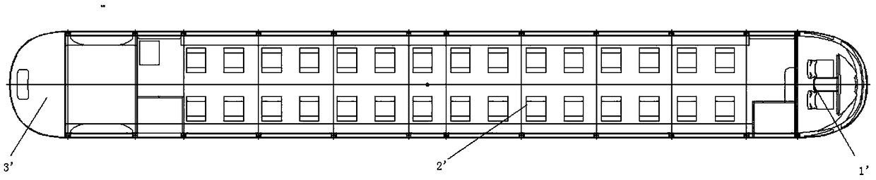 Large-size and low-cost double-deck structured airship pod made of composite material has and having no mechanical connection