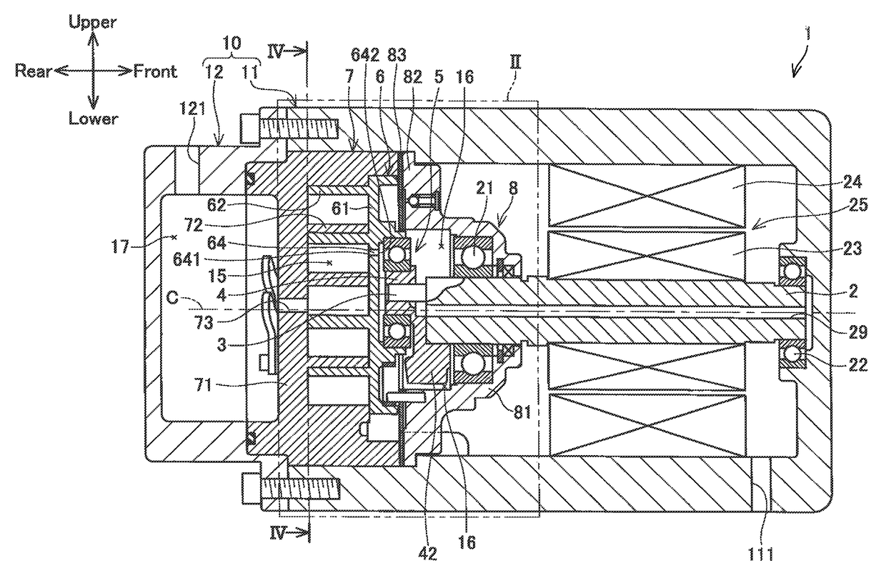 Scroll-type compressor with gas passage formed in orbiting plate to restrict flow from compression chamber to back pressure chamber