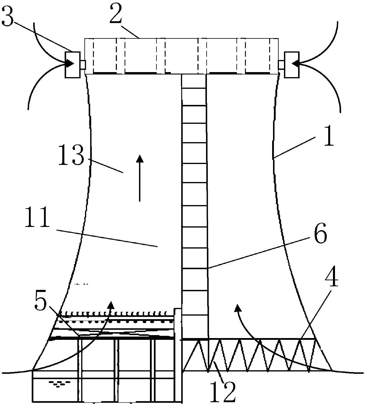 Water-saving natural ventilation cooling tower and cooling method thereof