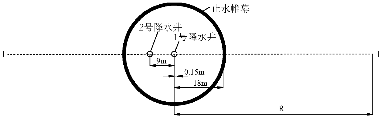 Pressure bearing water level determining method for constant-flow water pumping of lower foundation pit of suspension type waterproof curtain