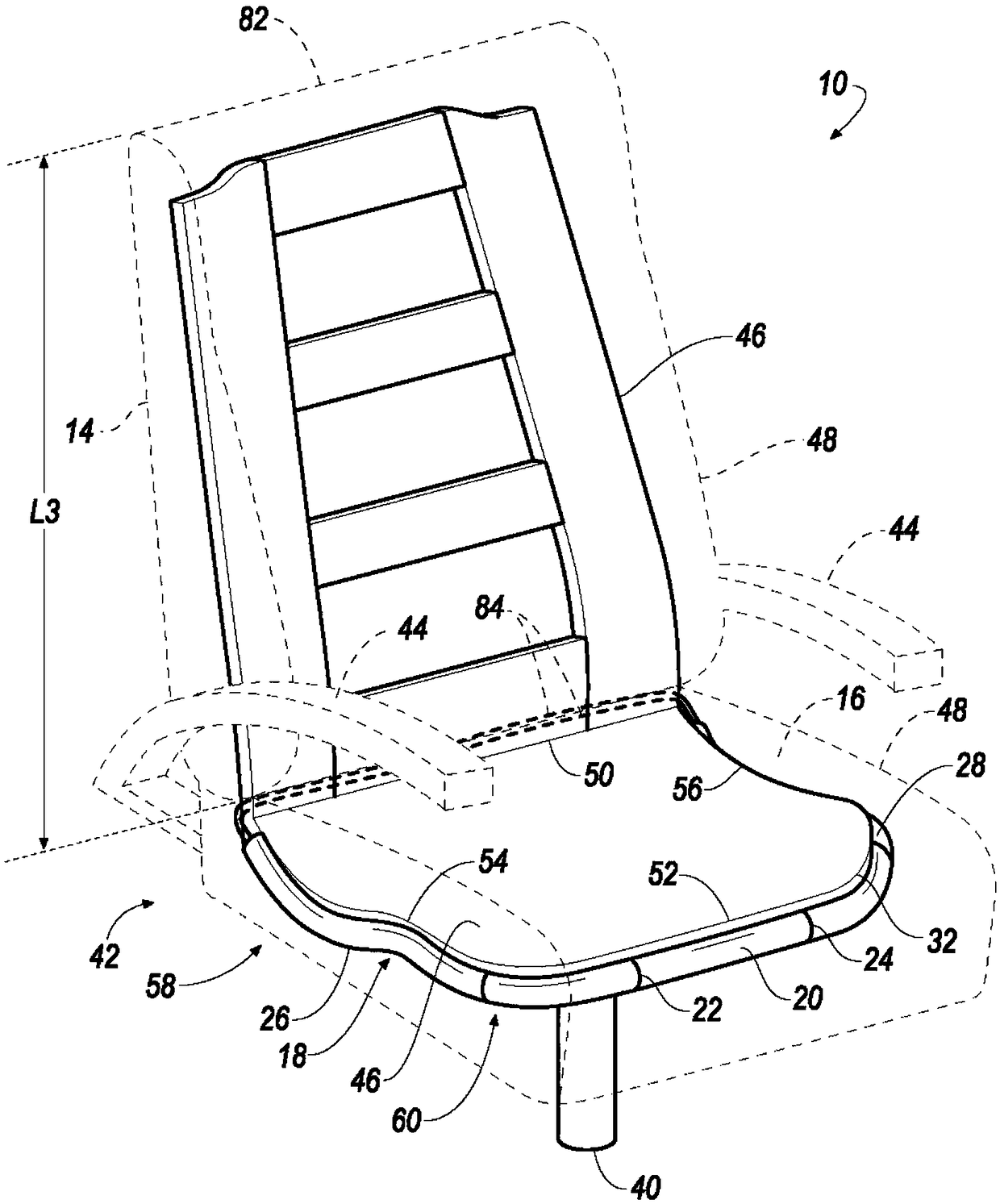 Vehicle seat assembly including airbag