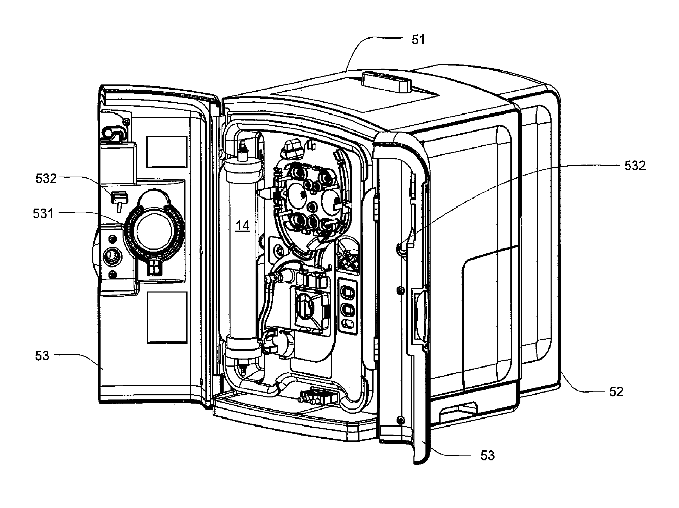 Modular assembly for a portable hemodialysis system