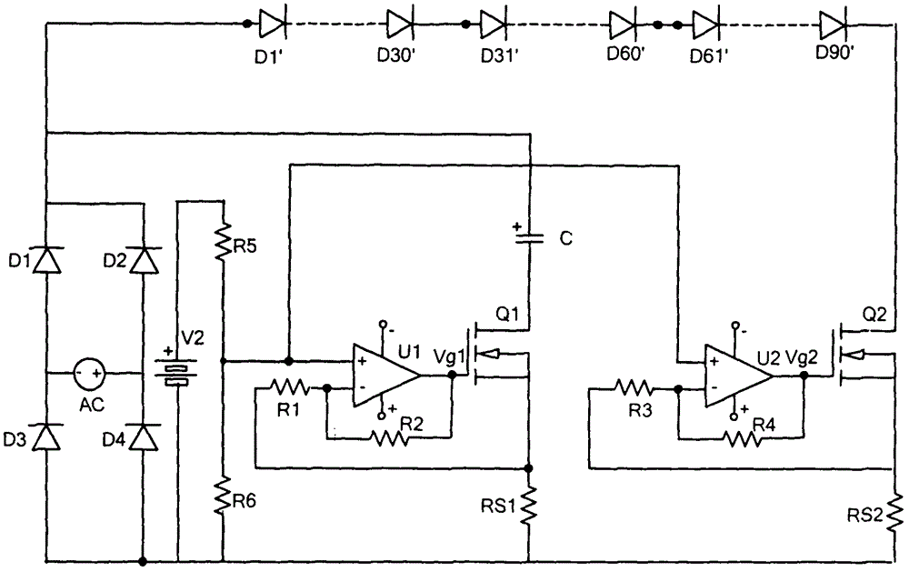 Constant current charge pump light-emitting diode (LED) drive circuit