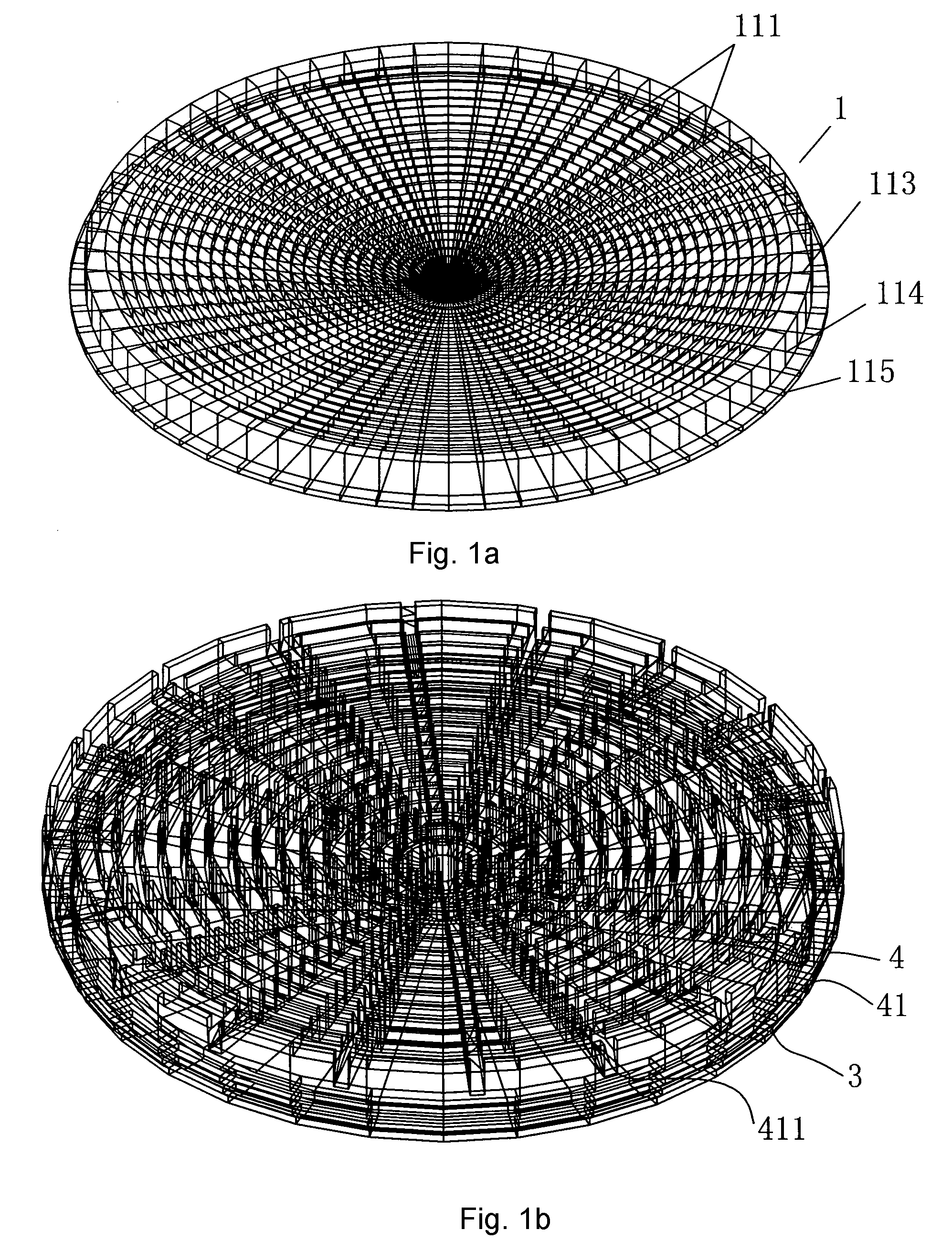 Circular light-reflecting plate with triangular oriented prisms having identical cross section and circular plate lamp made therefrom