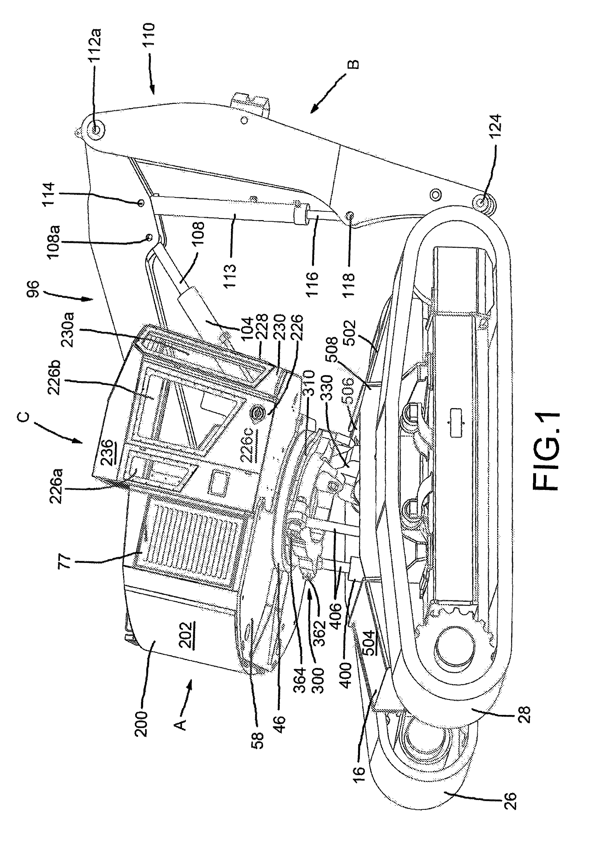 Tilt device for a material handling machine