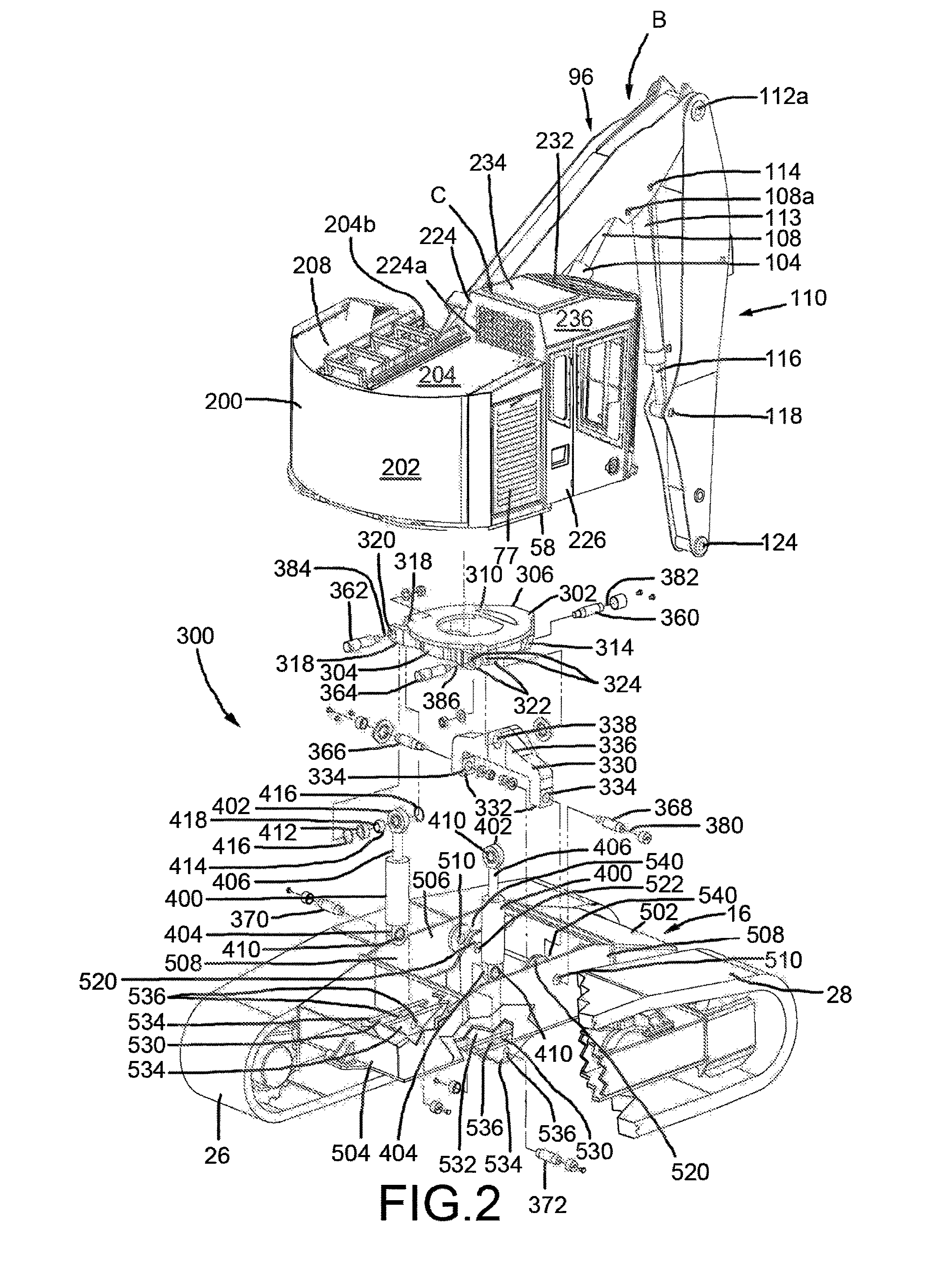 Tilt device for a material handling machine