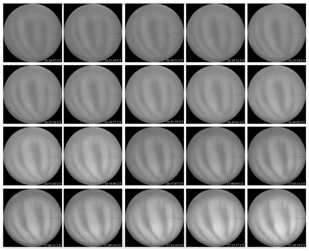 Ionized layer plasma bubble airglow image automatic processing method and device