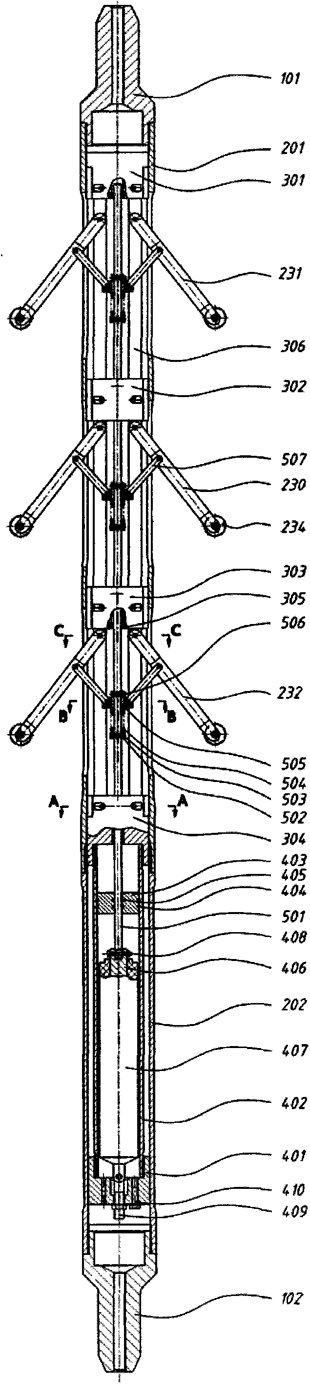 Current signal emission source down-hole three-electrode system