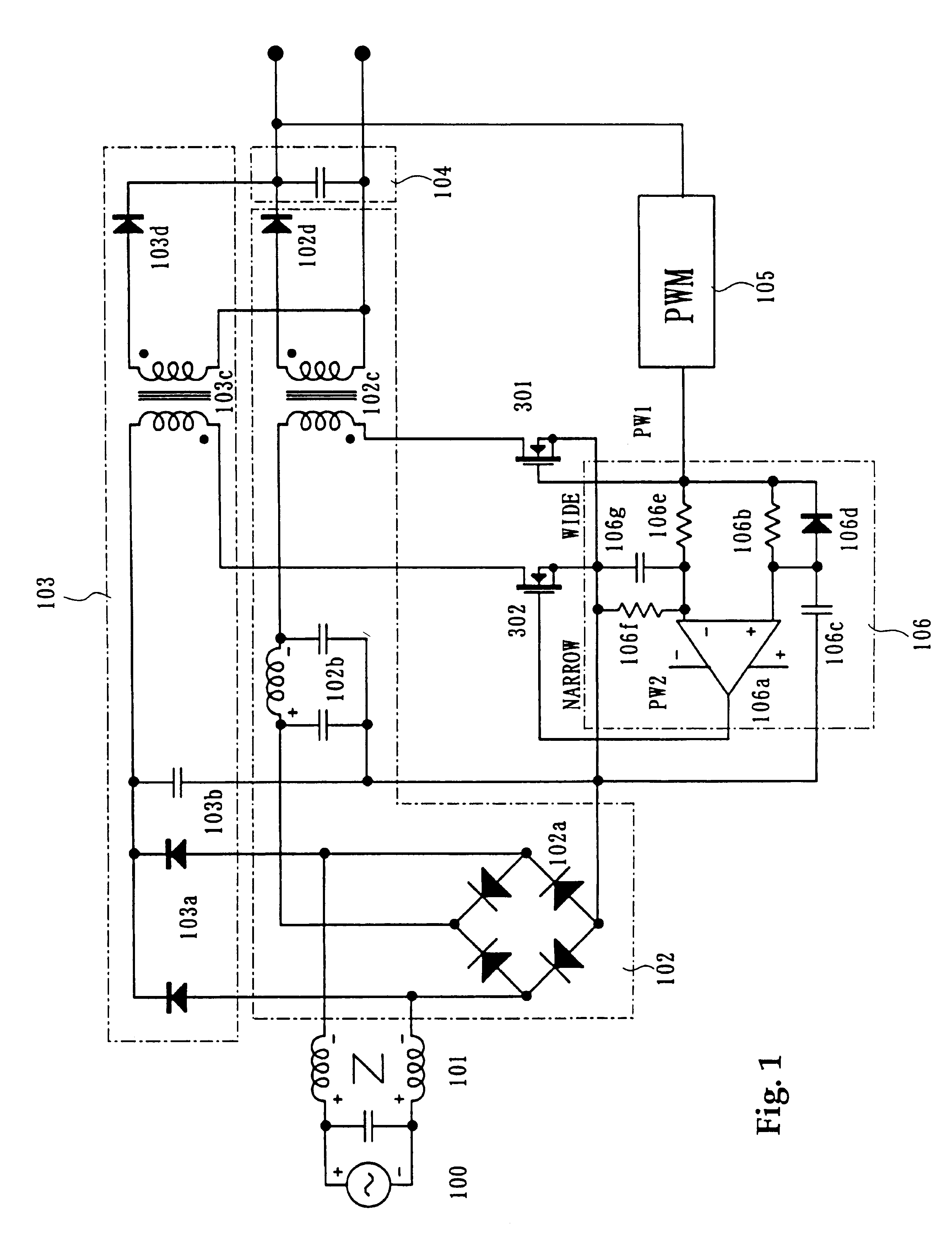 Single phase AC-DC converter having a power factor control function