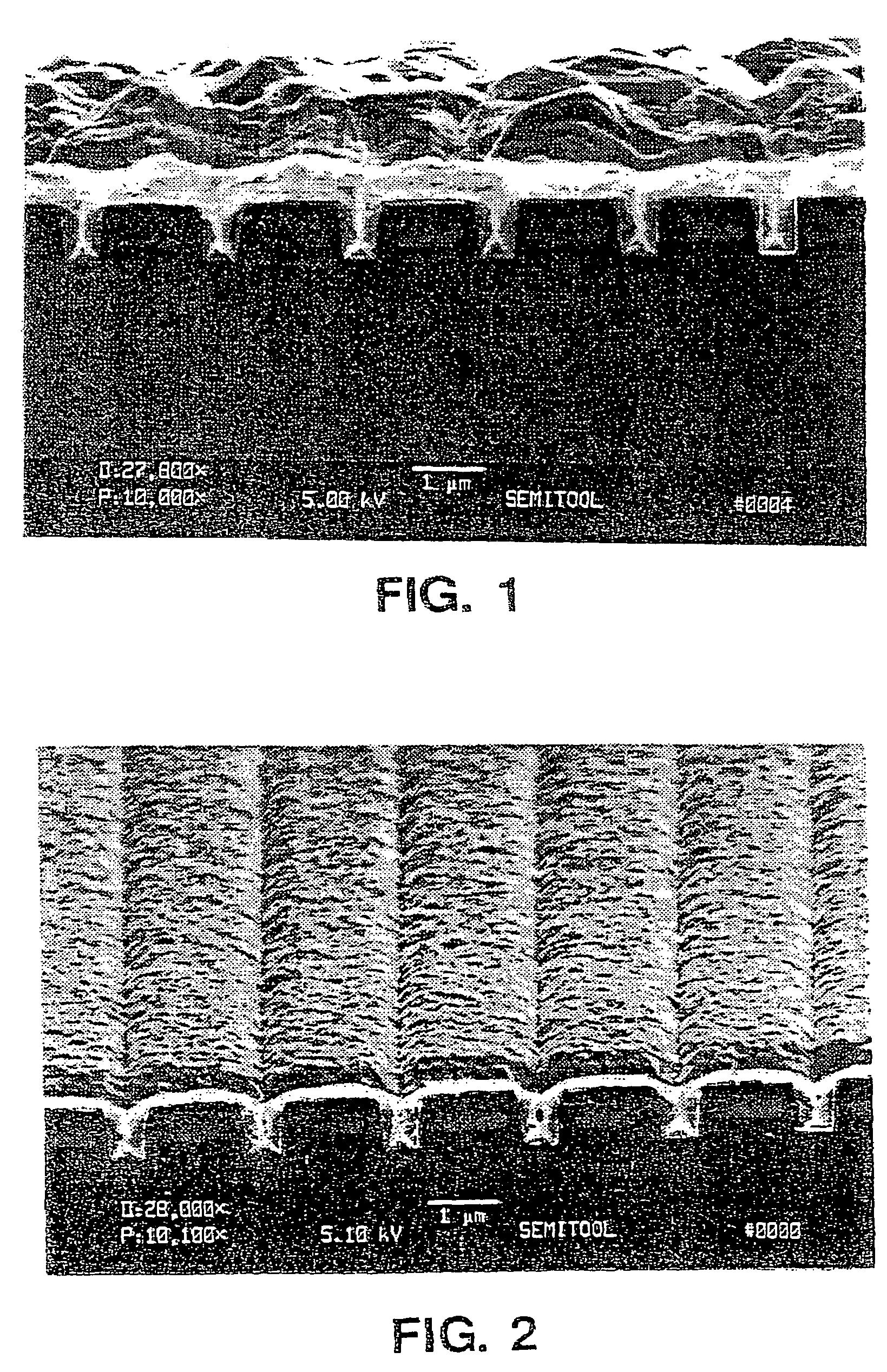 Method of submicron metallization using electrochemical deposition of recesses including a first deposition at a first current density and a second deposition at an increased current density