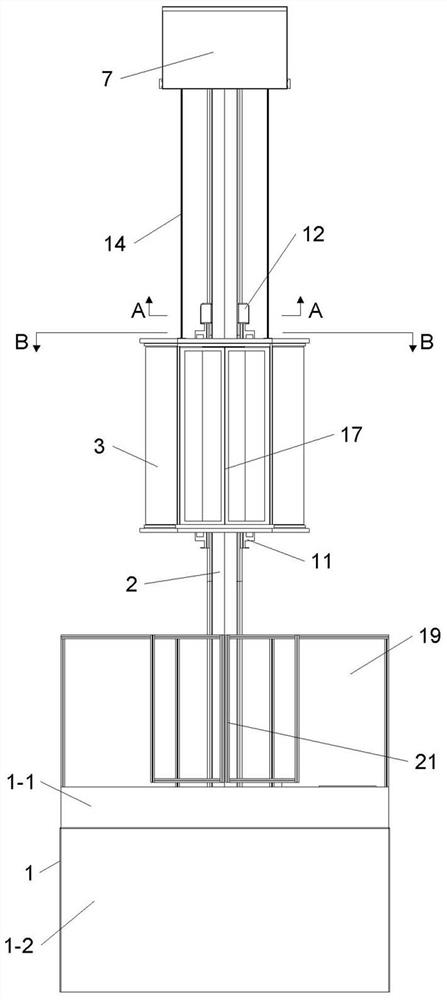 Single-stand-column multi-story building elevator with underneath traction machine