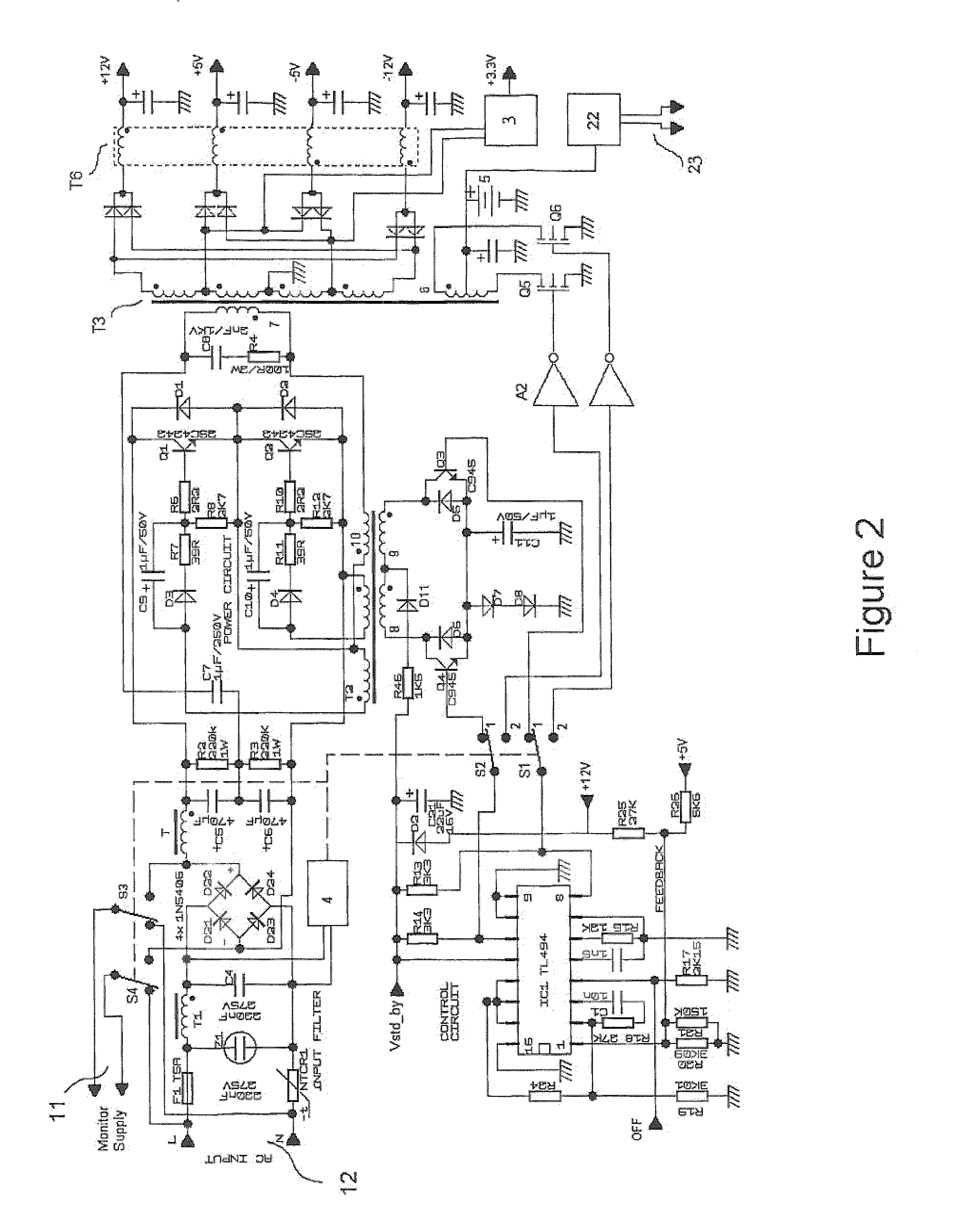 Smps circuit with multiple ac/dc inputs and application of such circuit to computer power supplies or laptop adapters