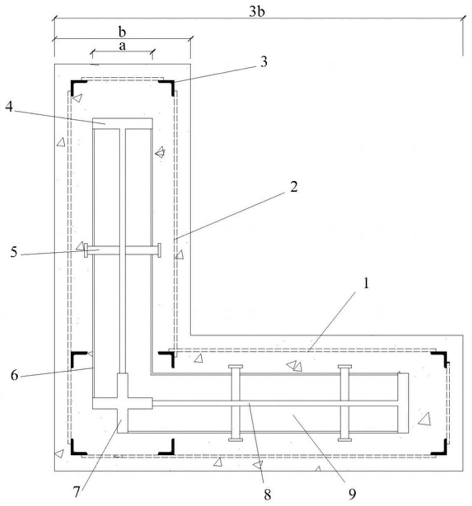 Partially prefabricated double-layer steel reinforced concrete L-shaped column