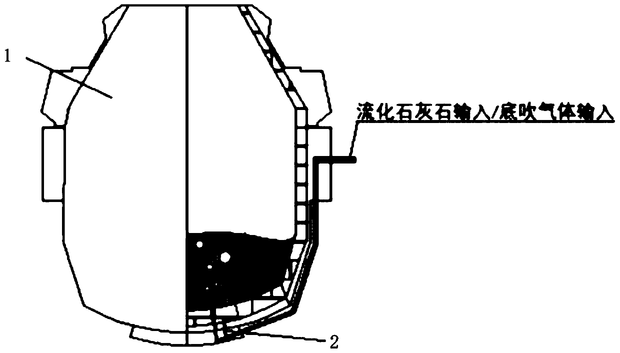 Bottom spraying type limestone smelting method of combined top-bottom combined blowing converter