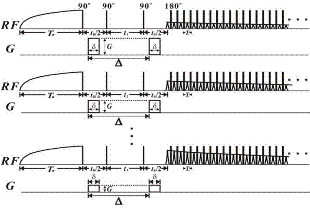 Novel D-T2 pulse applying method based on pulse gradient magnetic field