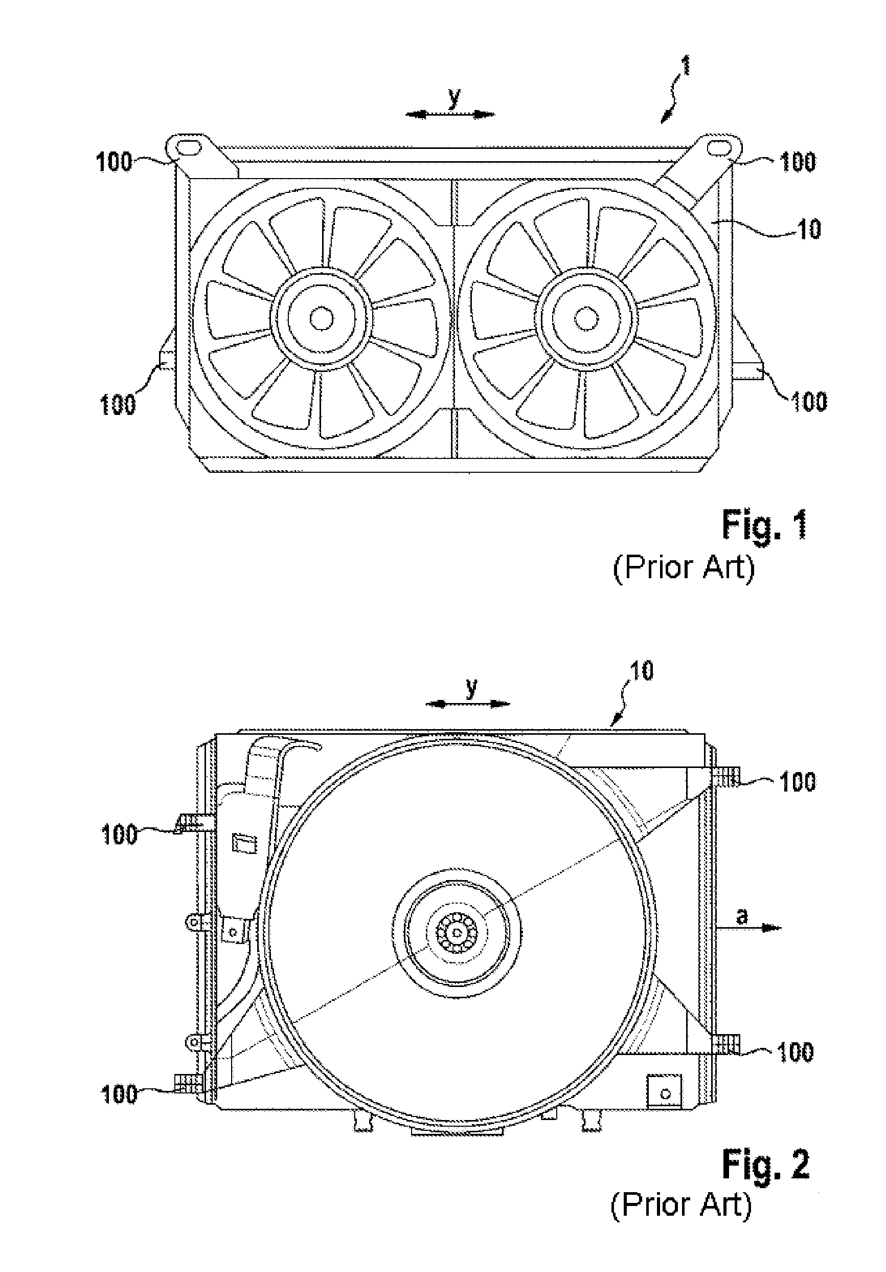 Radiator frame for a cooling module, and cooling module or cooling device for an internal combustion engine