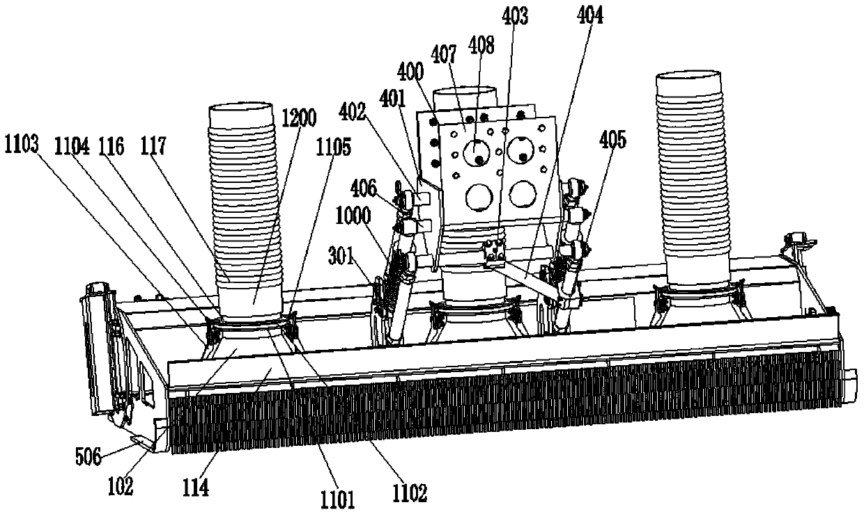 Sweeping device in high-speed sweeping vehicle