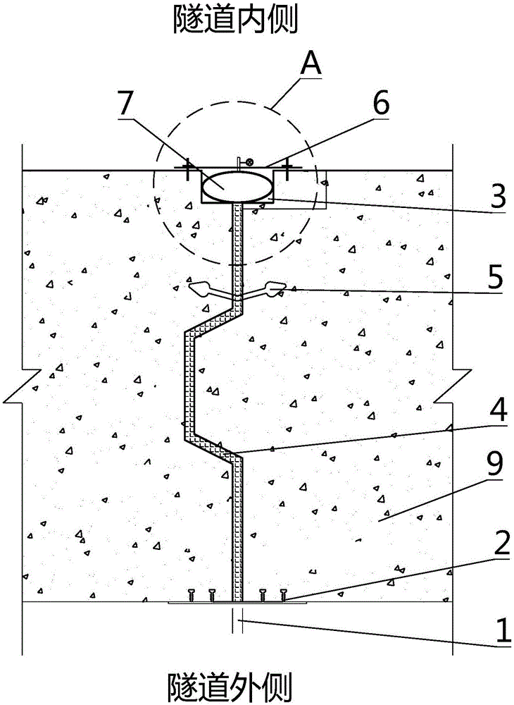 Air bag type sealing structure for deformation joint of open trench tunnel