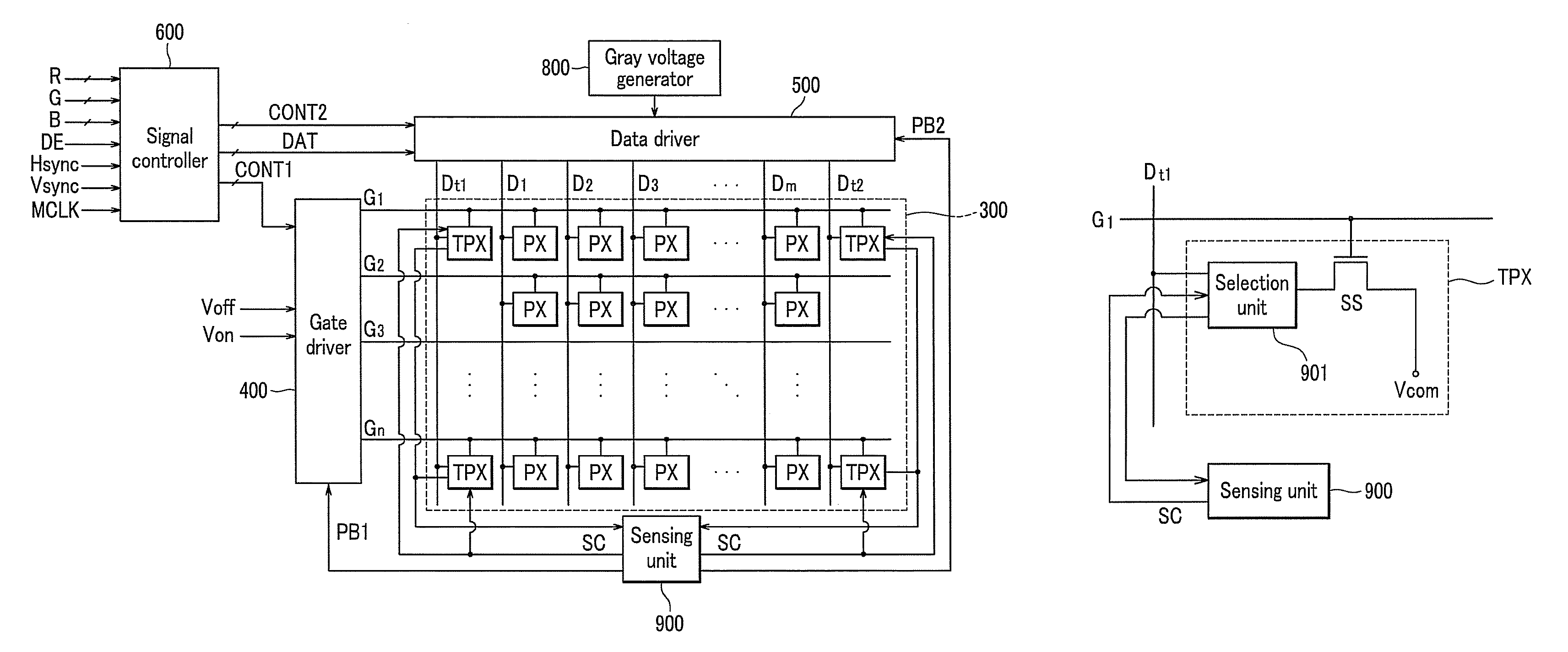 Liquid crystal display including sensing unit for compensation driving