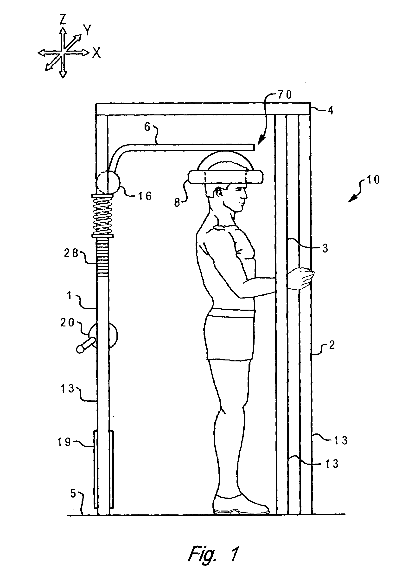 Exercising machine for working muscles that support the spine