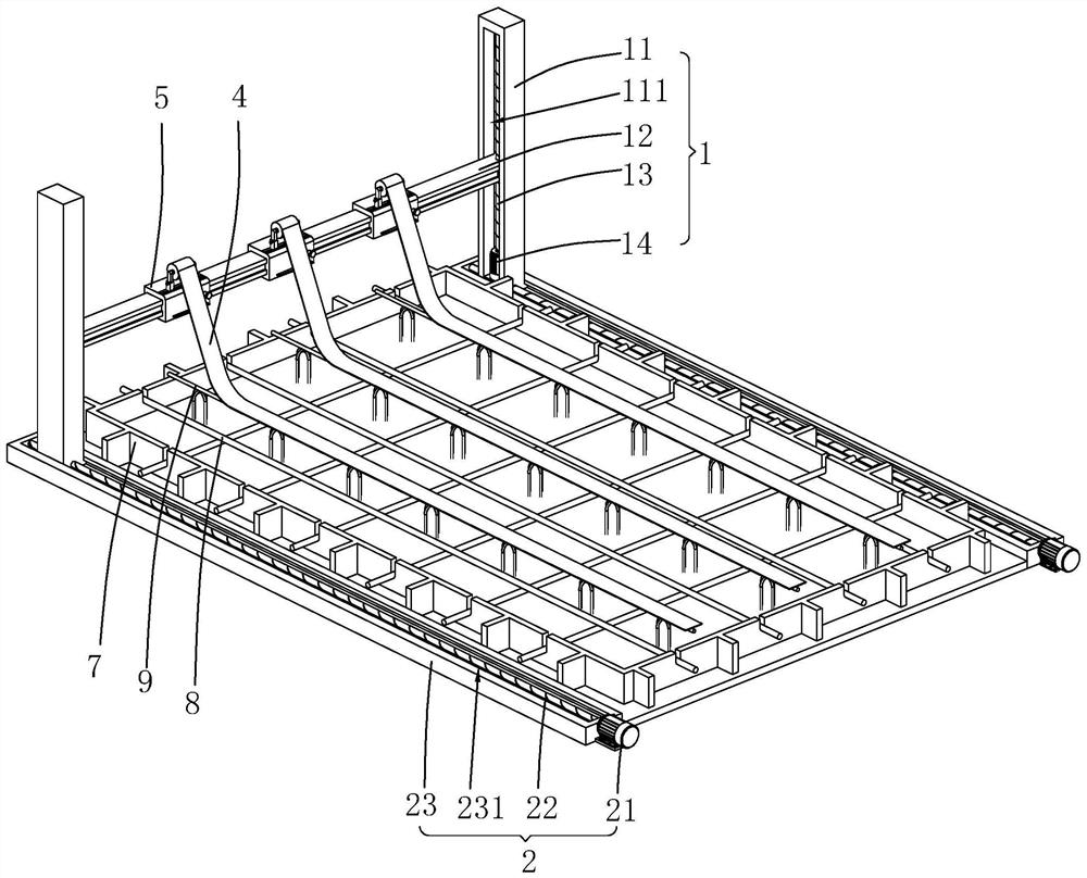 Auxiliary equipment for material distribution of precast slab and processing technology thereof