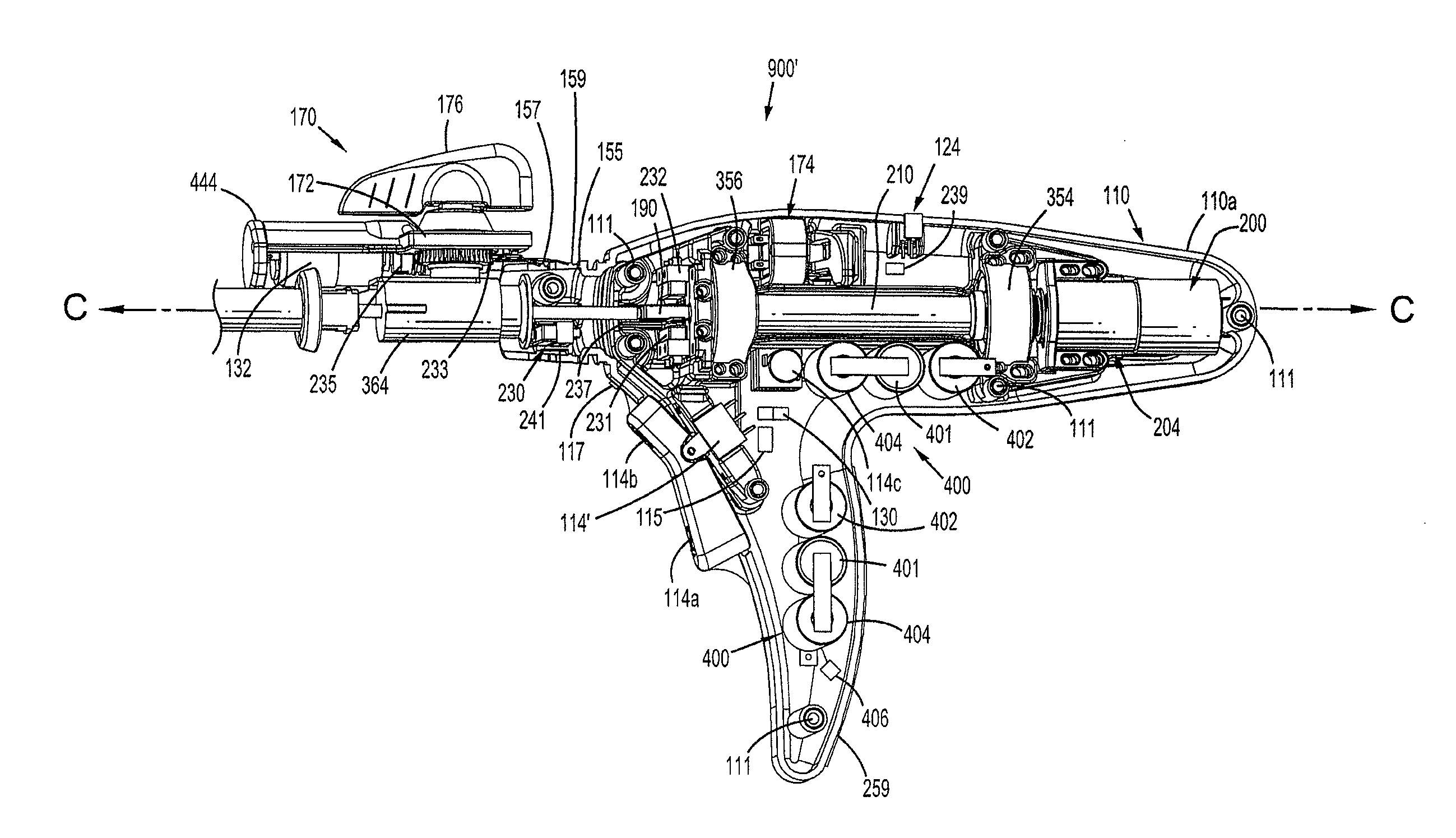 Internal backbone structural chassis for a surgical device