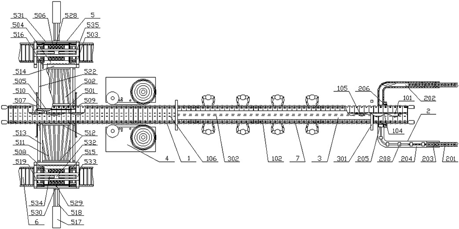 Feeding system of infusion bottle light inspection and encasement production line