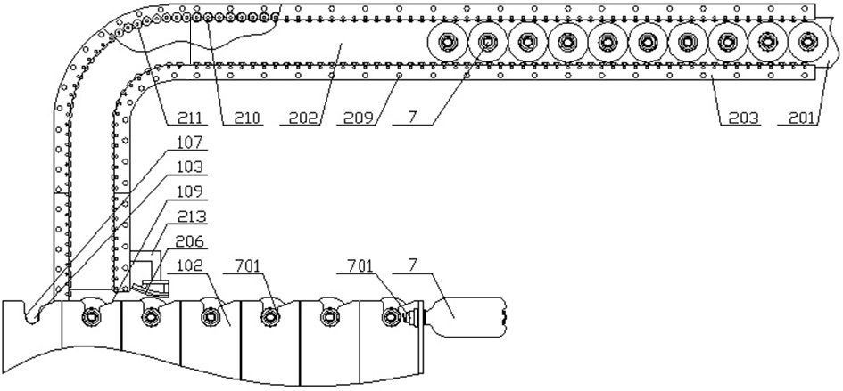 Feeding system of infusion bottle light inspection and encasement production line