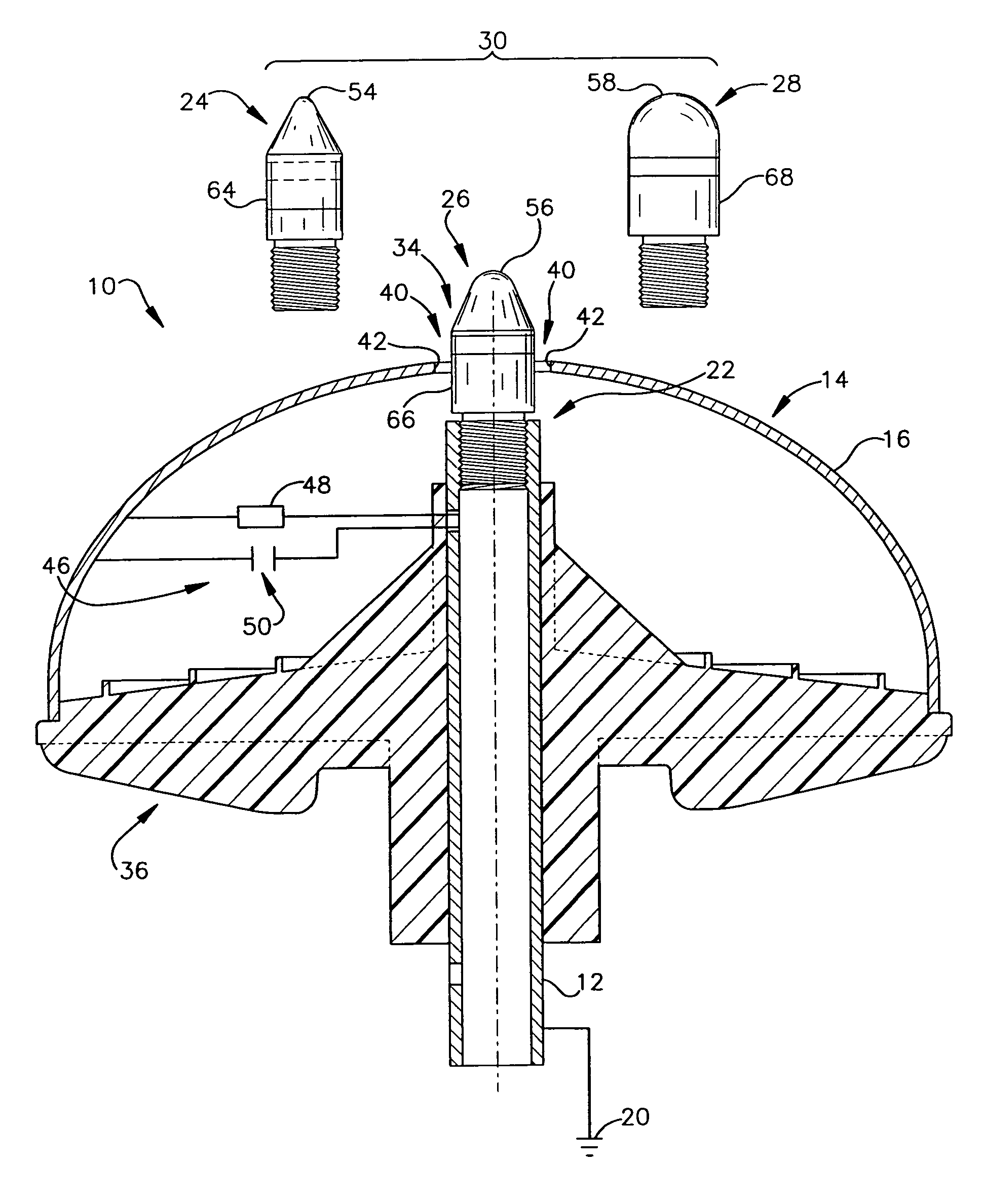 Lightning protection device and method