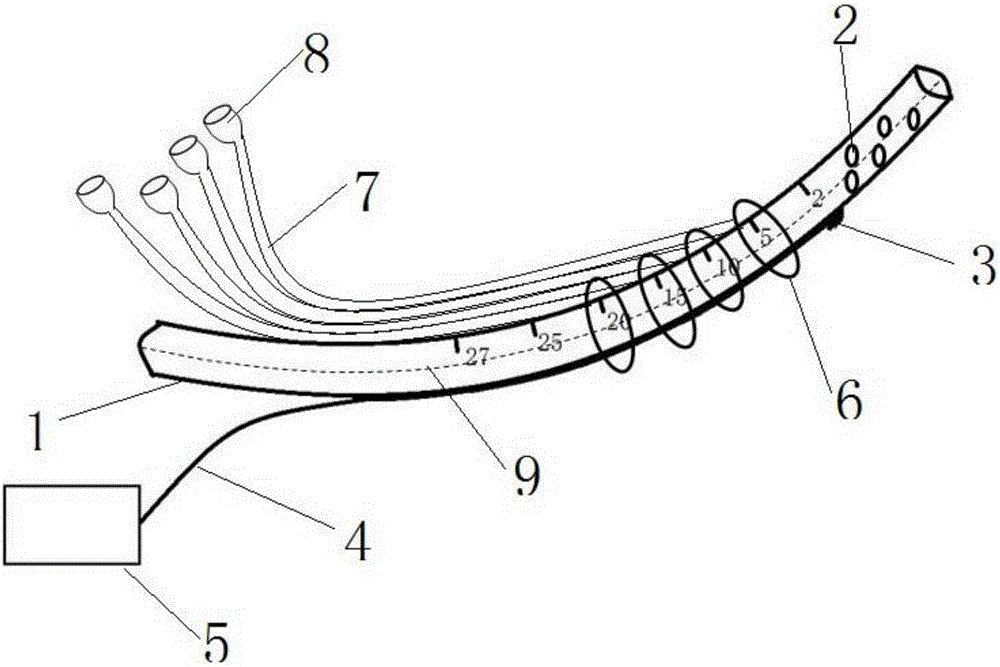 Reinforced-fixed temperature measuring pleuroperitoneal cavity drainage tube