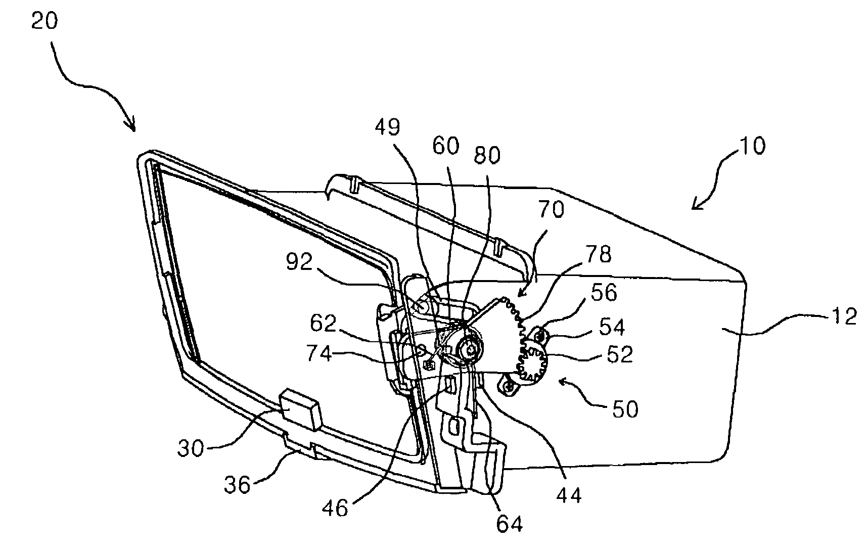 Open-type tray having a door configured to be received within an inner side thereof