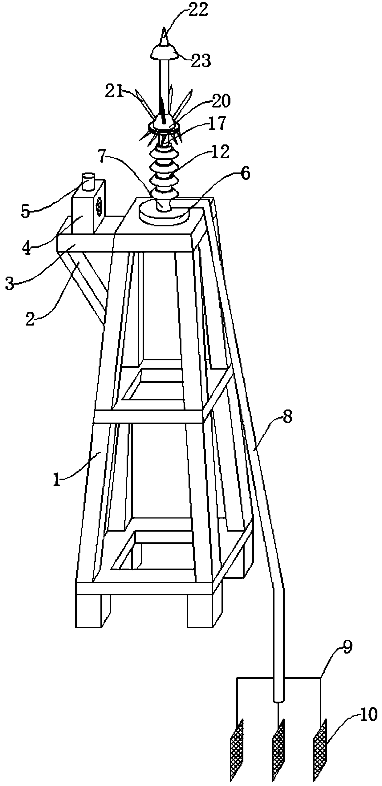 Lightning arrester for electric iron tower and usage method thereof