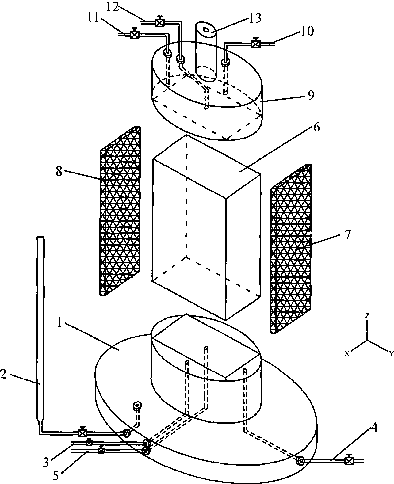 Three-axis infiltration experiment device