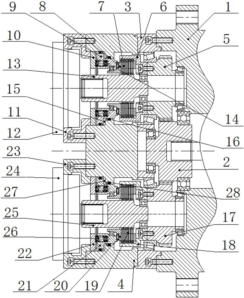 Double drive planetary gear reducer and hydraulic clutch device