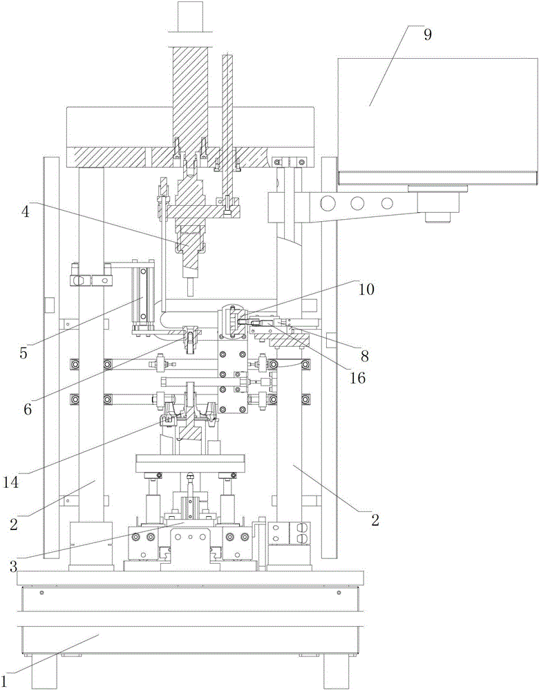 A compressor oil suction pipe cold press fitting machine