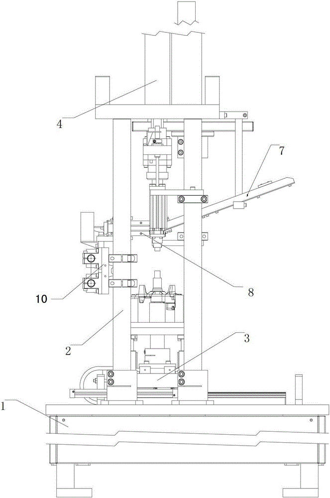 A compressor oil suction pipe cold press fitting machine