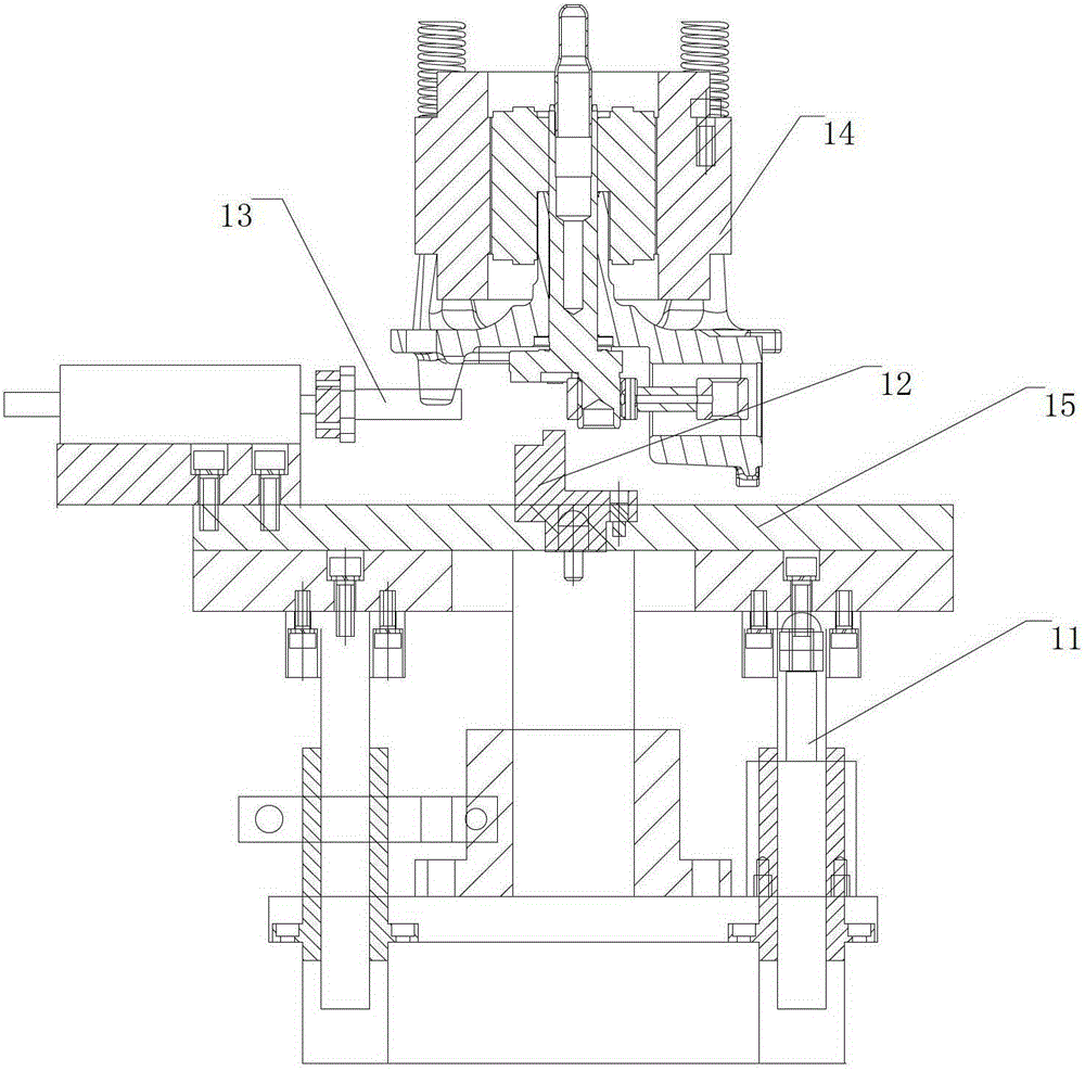 A compressor oil suction pipe cold press fitting machine