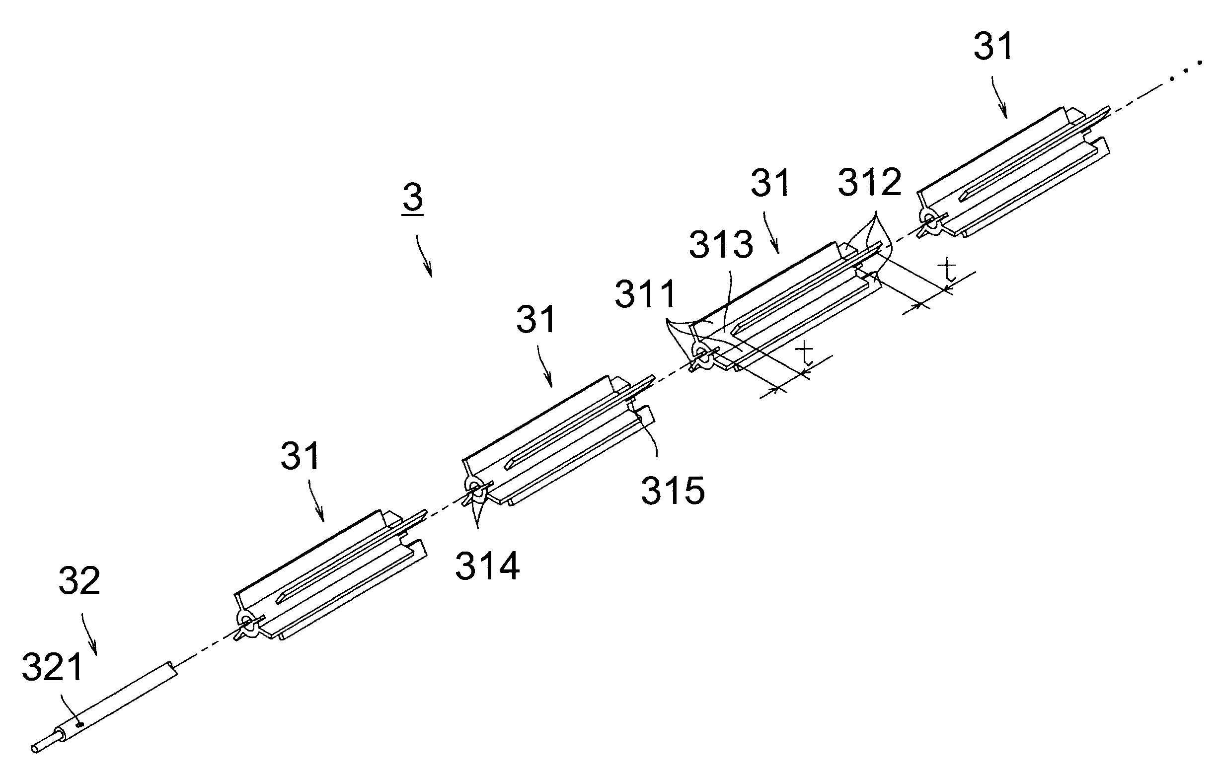 Paddle, developing device and image forming apparatus