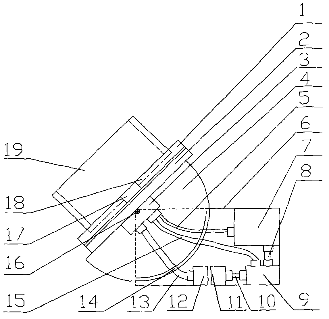 Roller weldment hydraulic positioning and rotating device