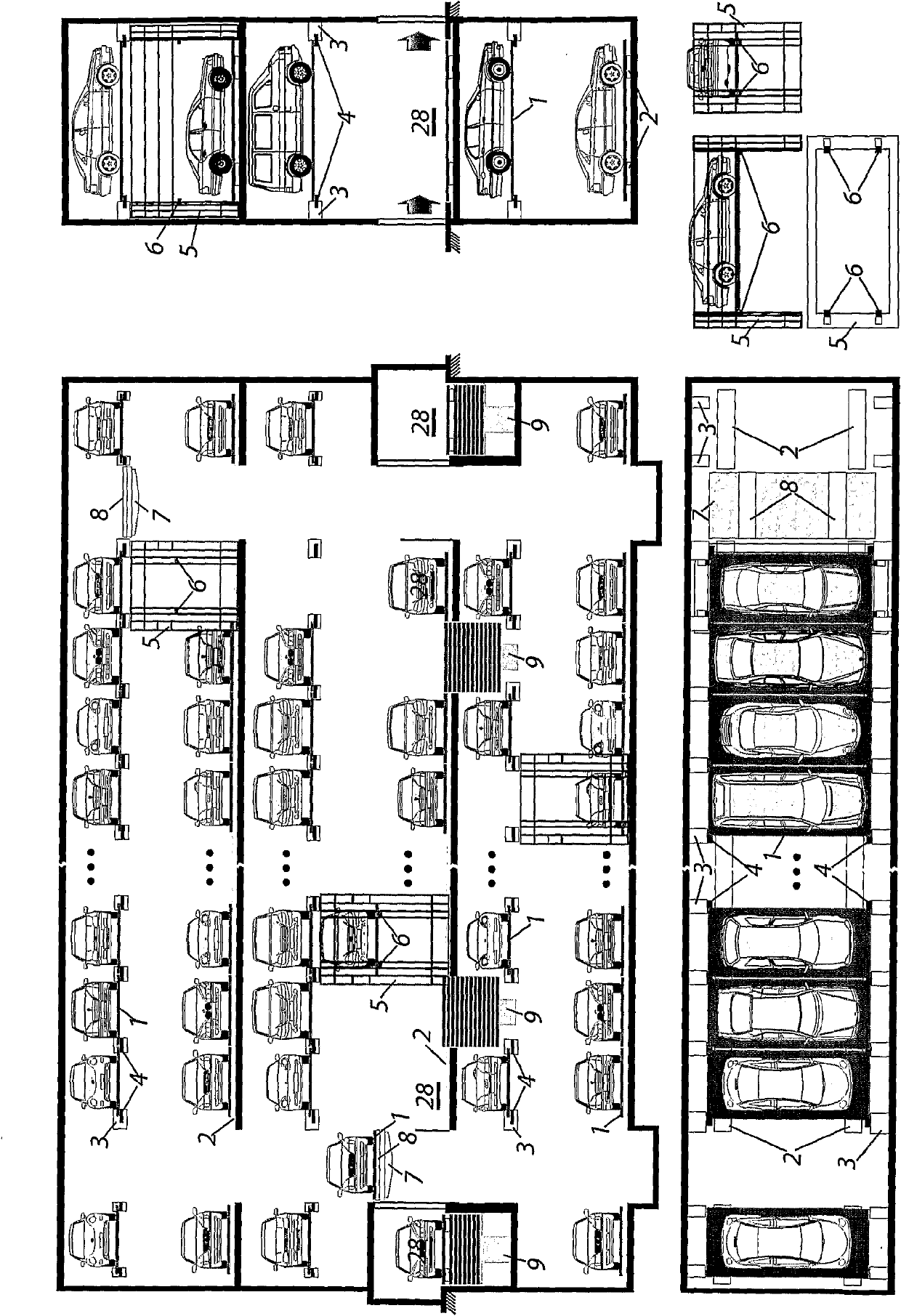 Method and system of stereo warehouse/parking and container stereo warehousing system, container terminal and method for loading and unloading operation of container terminal