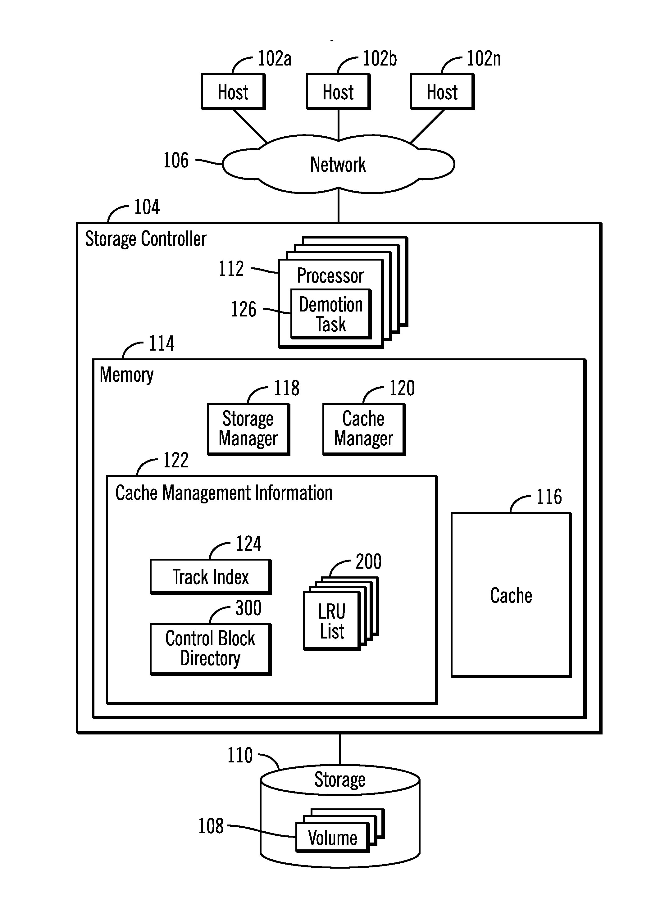 Using cache lists for processors to determine tracks to demote from a cache