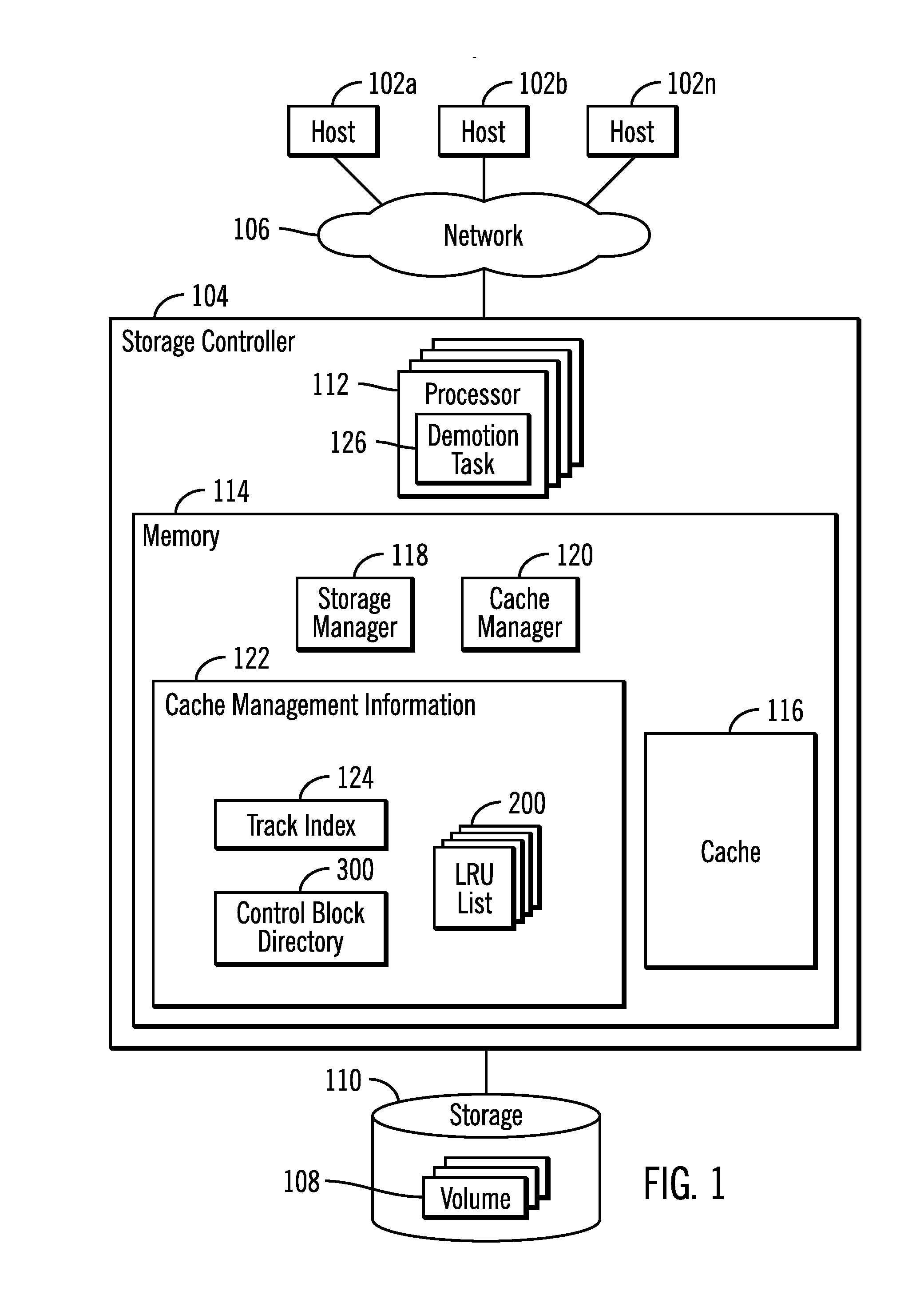 Using cache lists for processors to determine tracks to demote from a cache