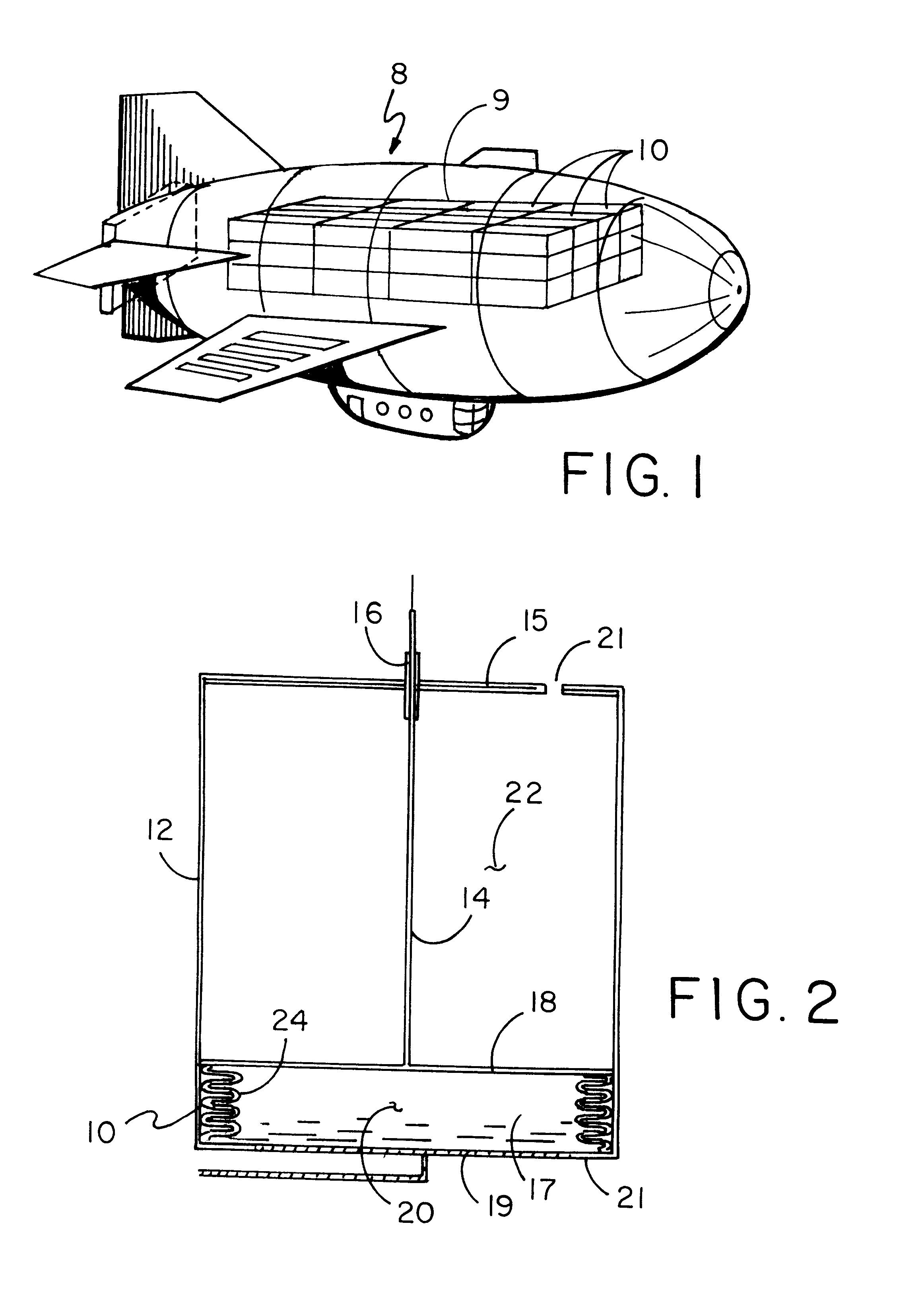 Apparatus and method utilizing cells to provide lift in lighter-than-air airships