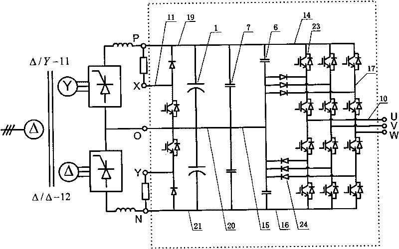 Water-cooled three-phase diode-clamped three-level inverted power module